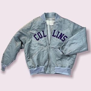 Vintage gray and purple letterman jacket